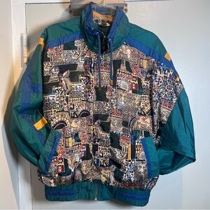 90s Vintage Patterned Windbreaker